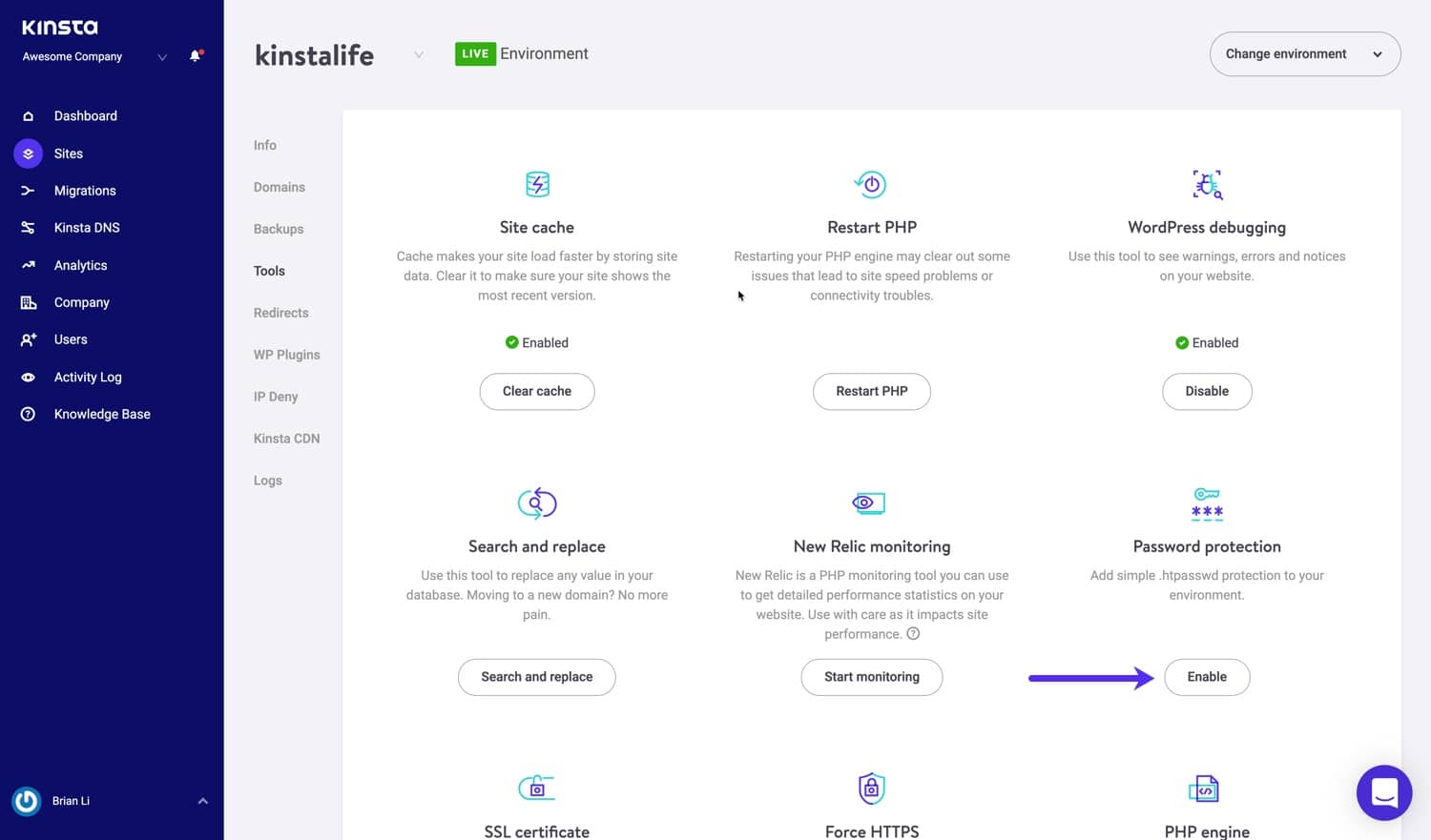 Enable .htpasswd protection