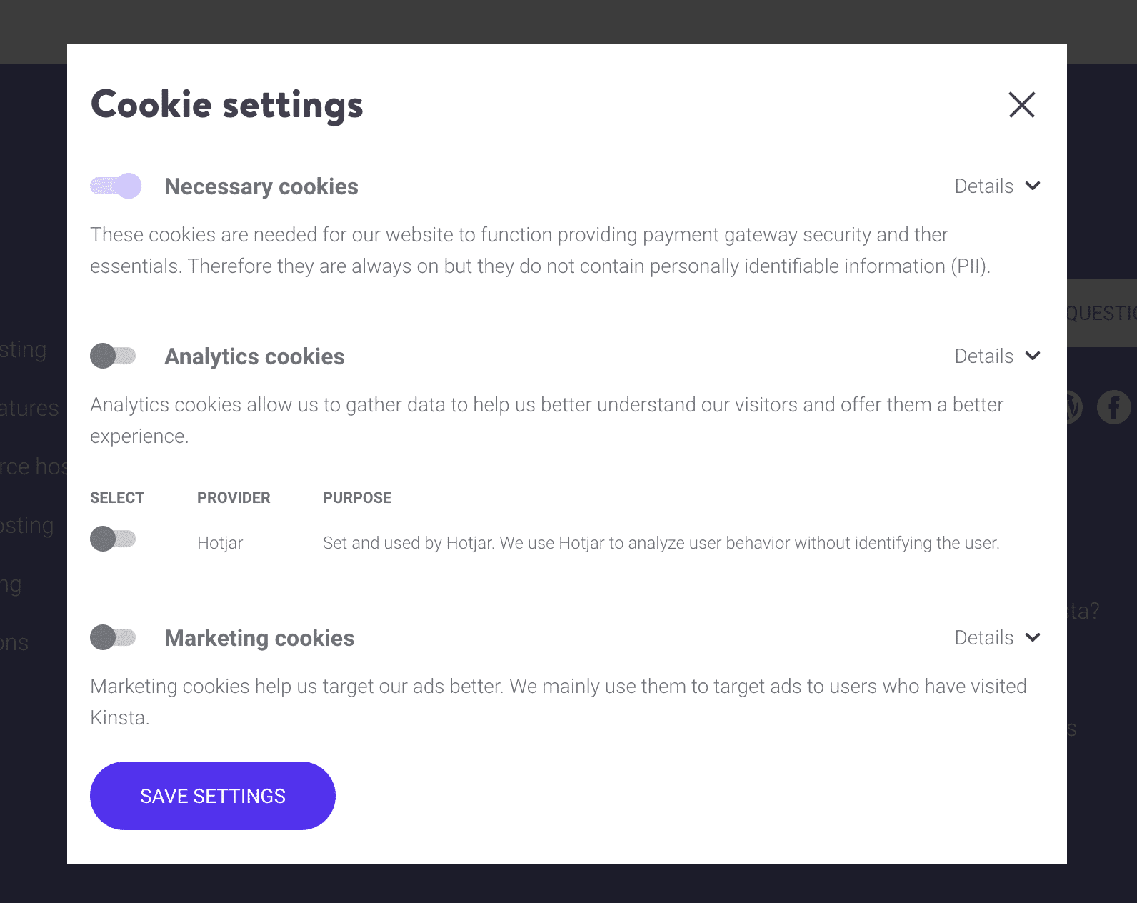 Cookie settings