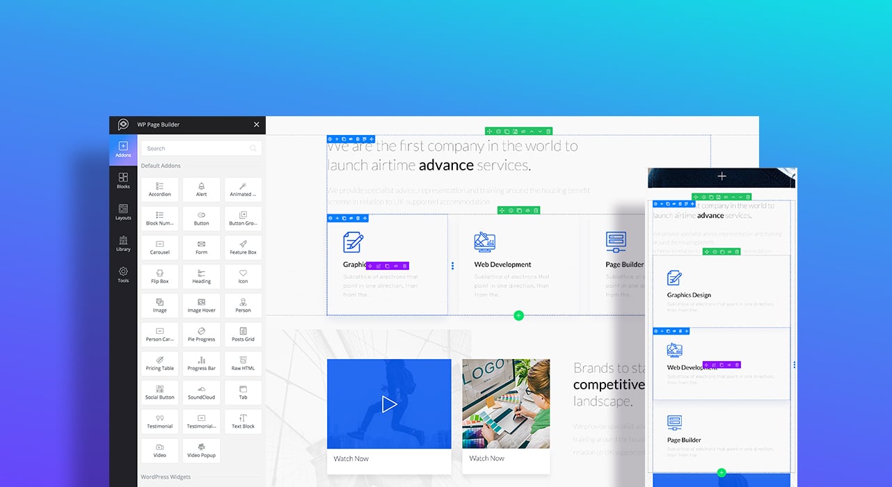 WP Page Builder responsive