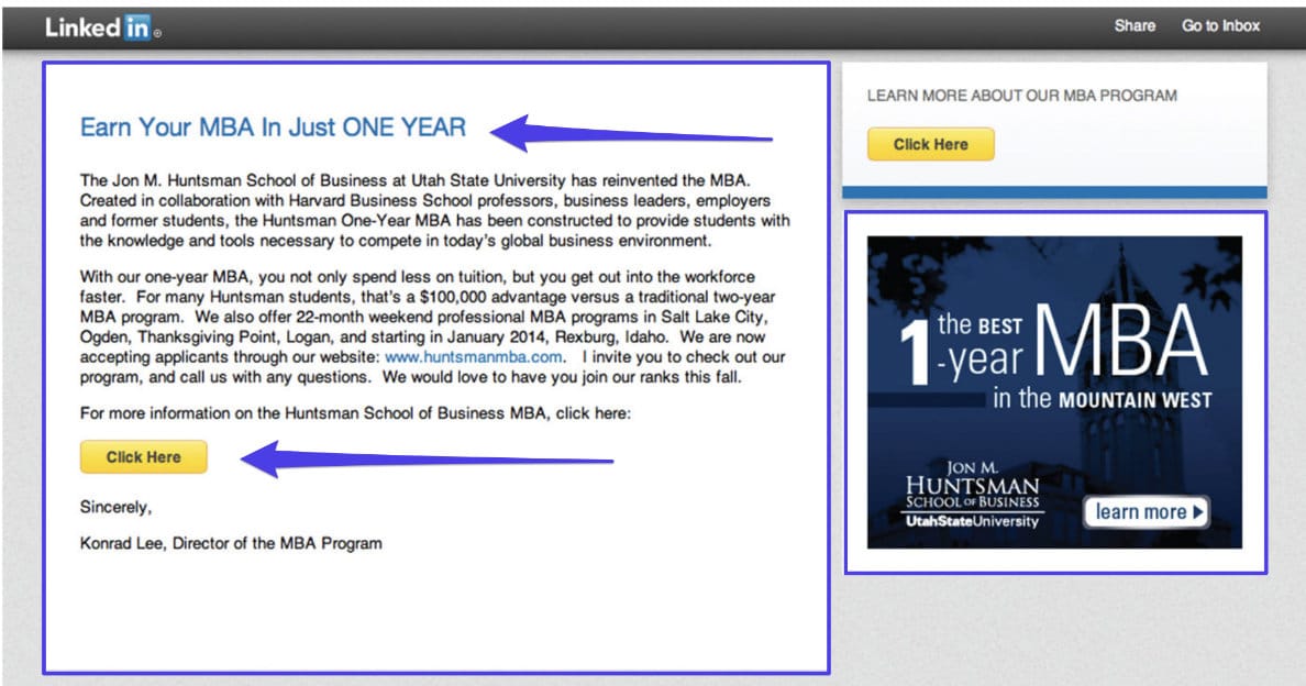LinkedIn InMail campaign example LinkedIn InMail campaign example