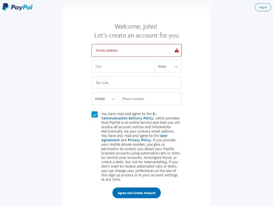 PayPal create account PayPal create account