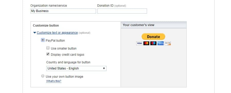 PayPal donate button details PayPal donate button details