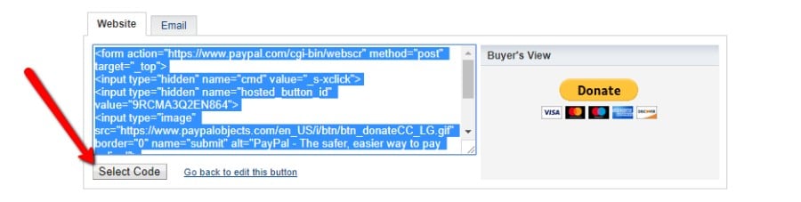 Copy PayPal donate button embed code Copy PayPal donate button embed code
