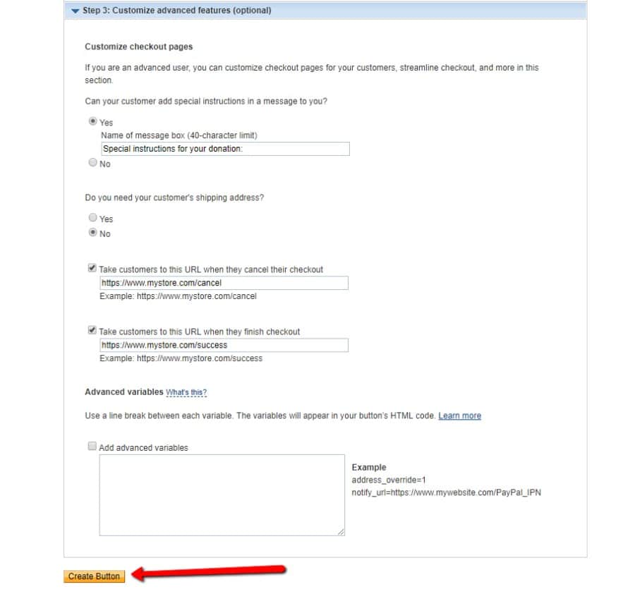 PayPal create button PayPal create button