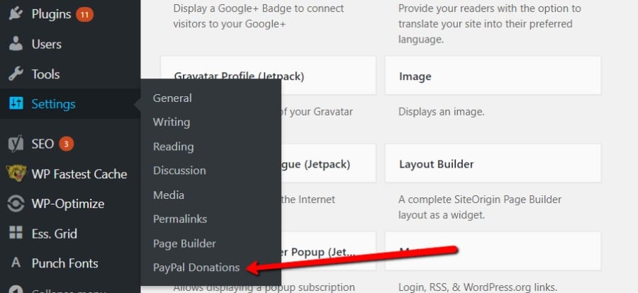 PayPal Donations plugin settings PayPal Donations plugin settings