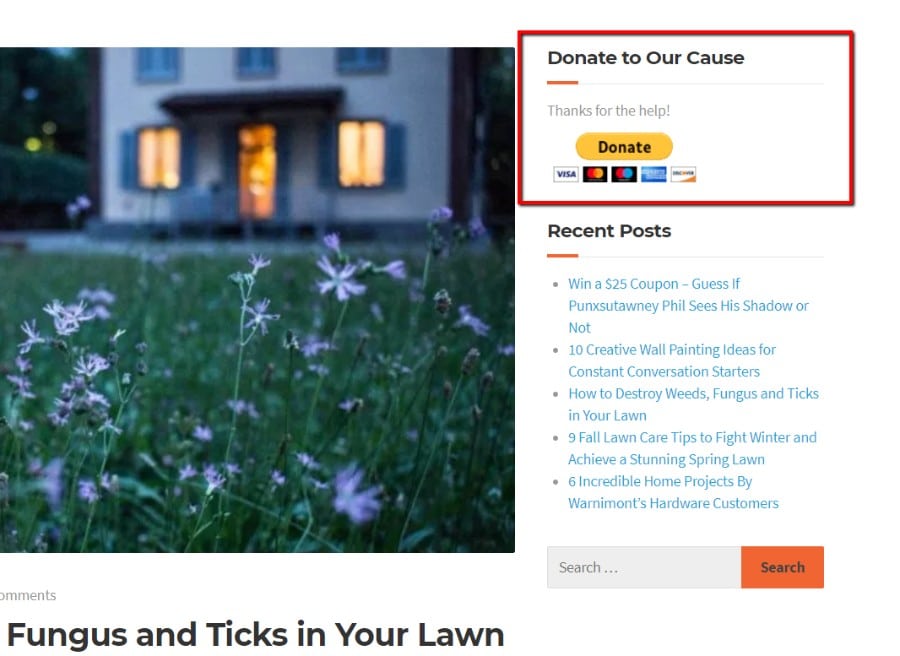 PayPal donate button in widget on sidebar PayPal donate button in widget on sidebar
