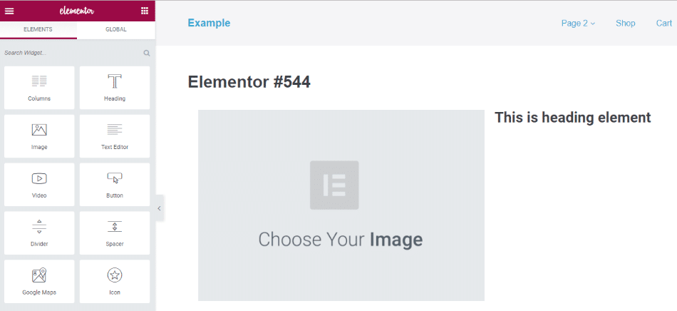 Example of a WordPress page builder