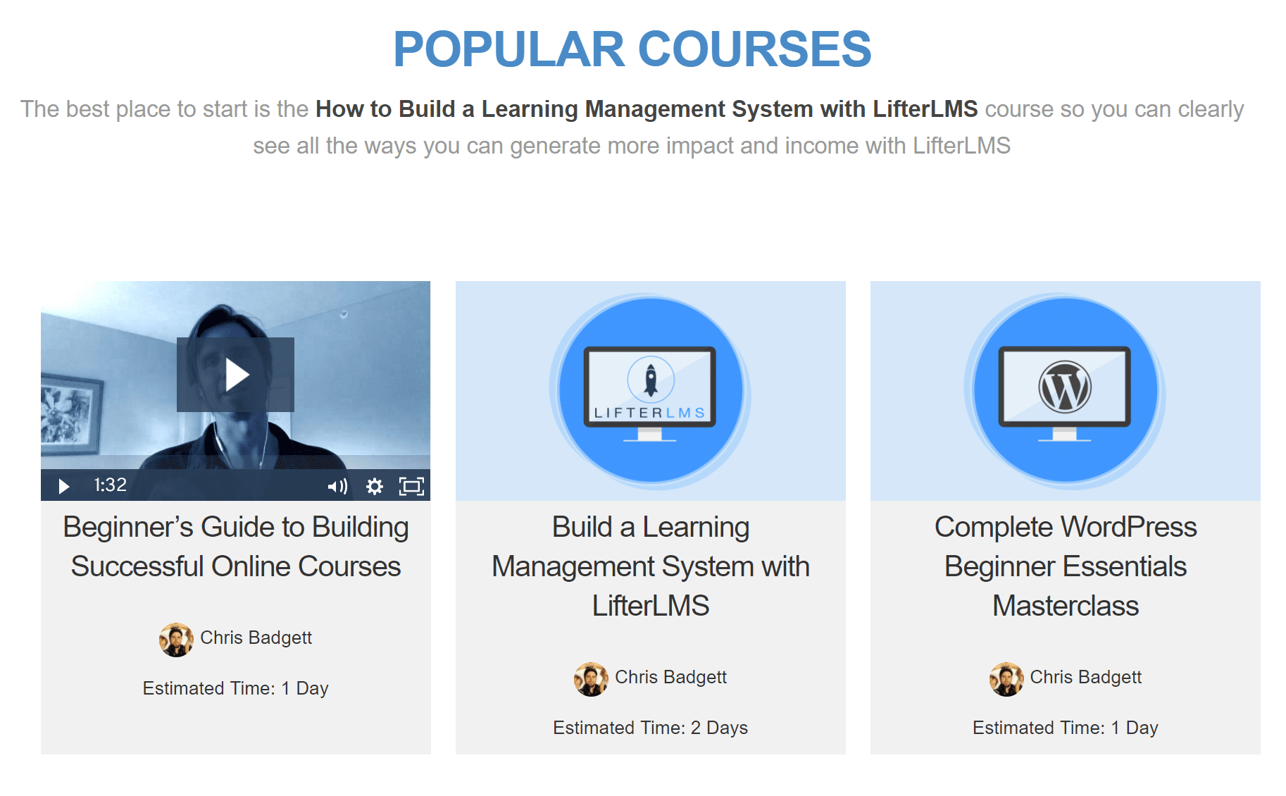 Creating WordPress courses
