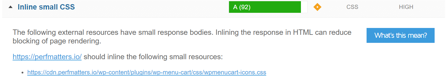 gtmetrix inline small css