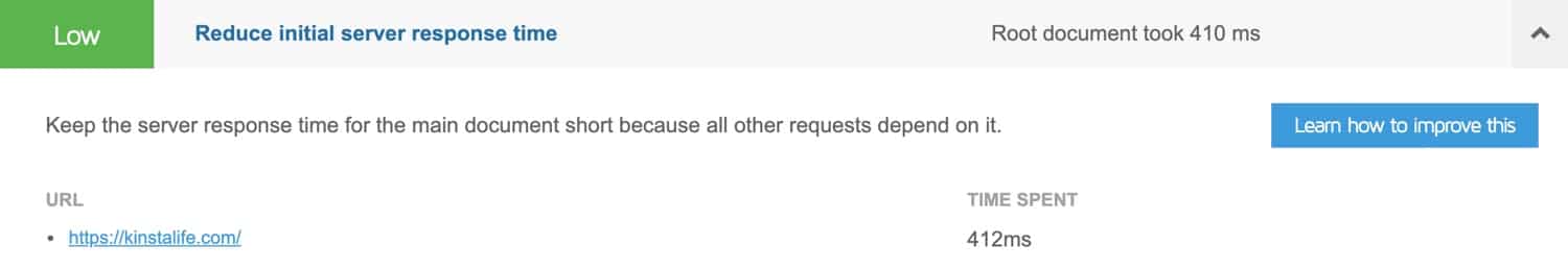 Reduce initial server response time.