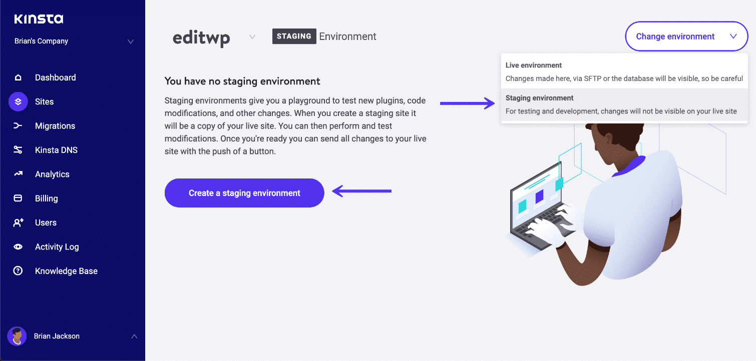 Create a WordPress staging site