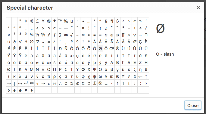 Special characters