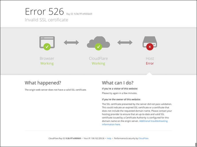 Example of an Error 526.