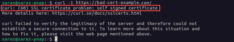 Running curl -l to shorten the output.
