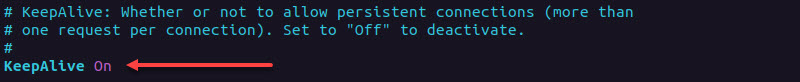 KeepAlive on apache config file