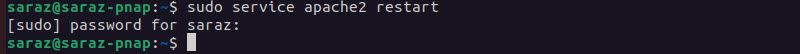 sudo service apache2 restart terminal output