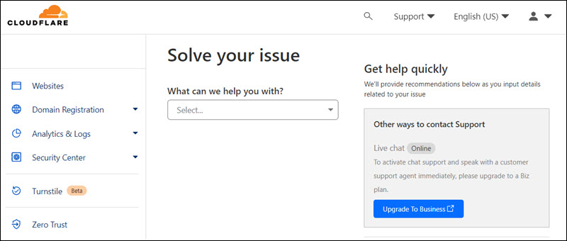 Cloudflare support options