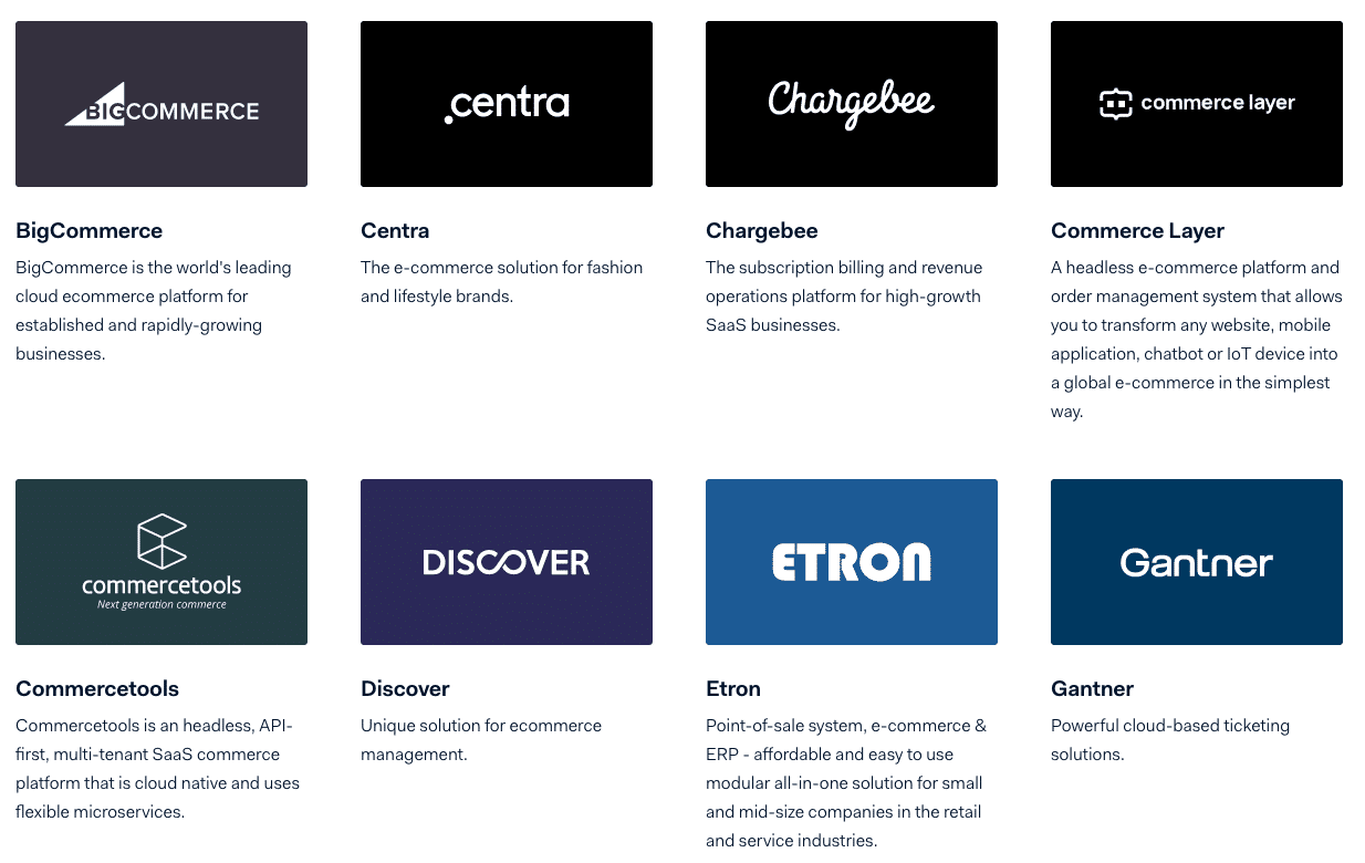 Adyen has an extensive catalog of plugins