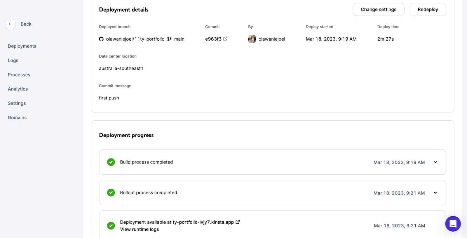Successful deployment of Eleventy static site