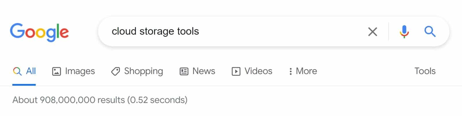 Results for the Google search 