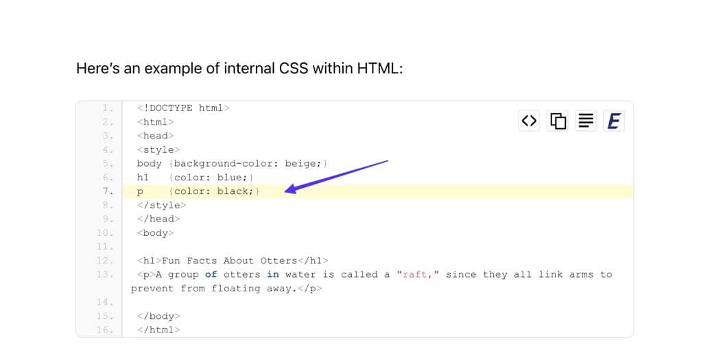 Highlighted lines of code