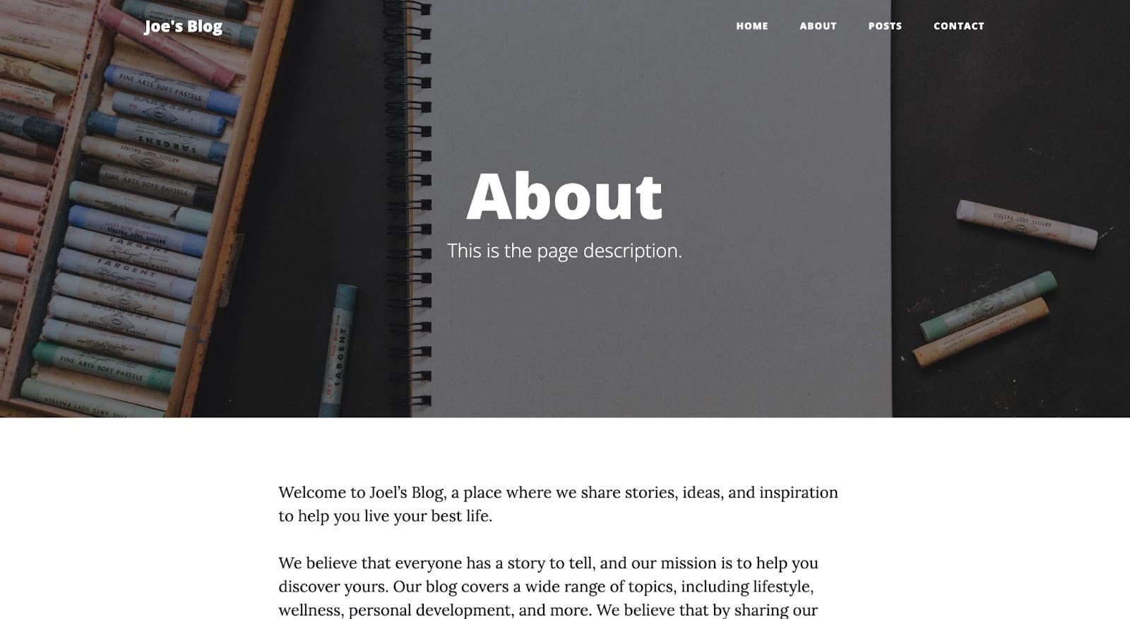 Background image is shown on the About page