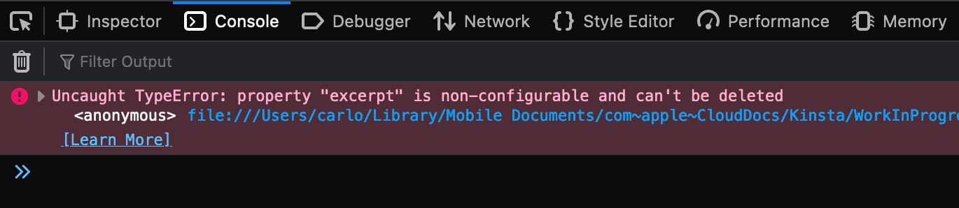 Uncaught TypeError: property