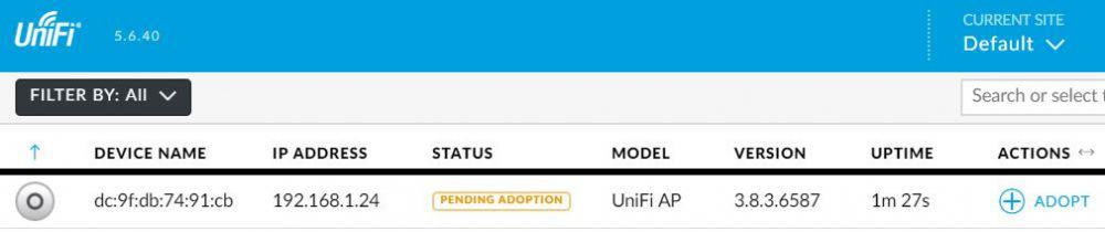 unifi ap pending adoption