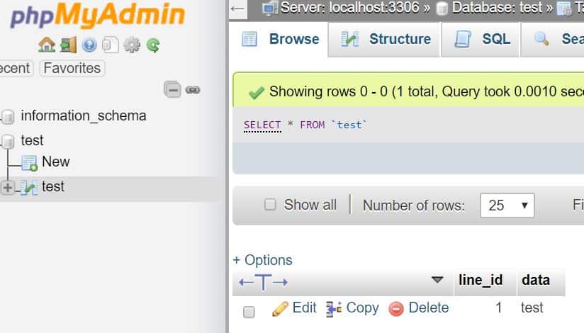 phpmyadmin interface