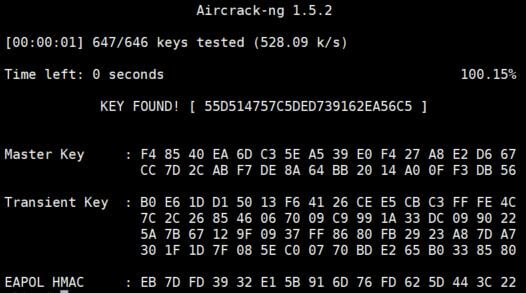 aircrack ng found password