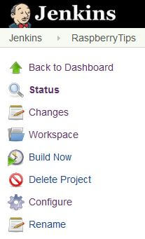 jenkins project menu