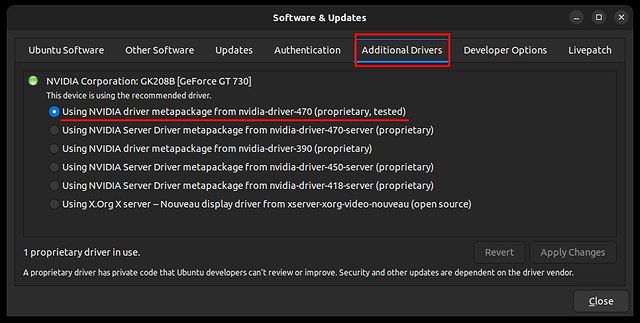 Install Drivers in Ubuntu From Software and Updates