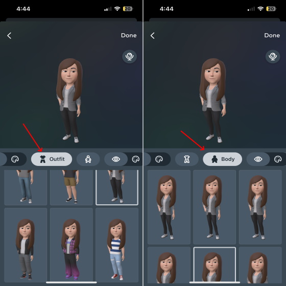 WhatsApp Avatar Body and Outfit