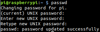 change password raspbian