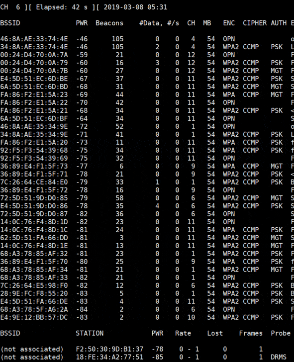 airodump scan wifi networks