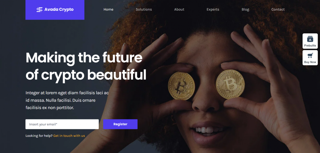 The preview page of Avada, a WordPress theme.