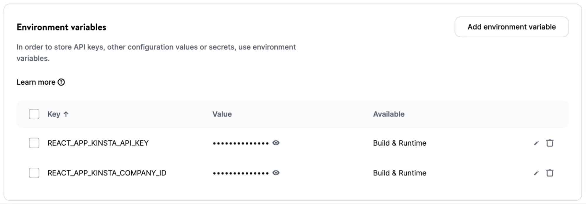 Set environment variables on MyKinsta when deploying