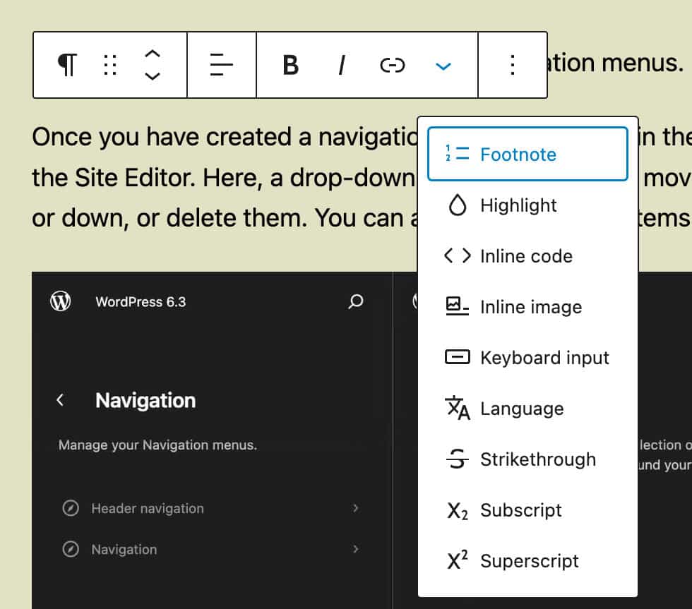 Adding a footnote to a text block