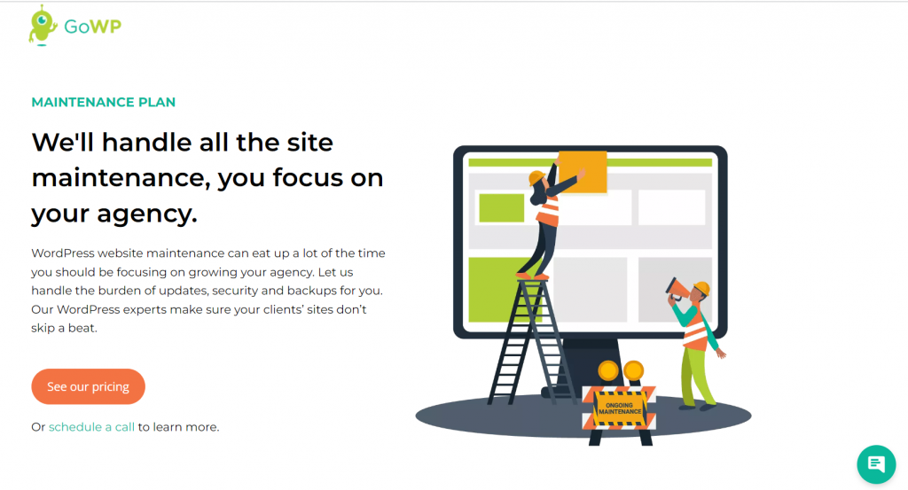 GoWP's landing page