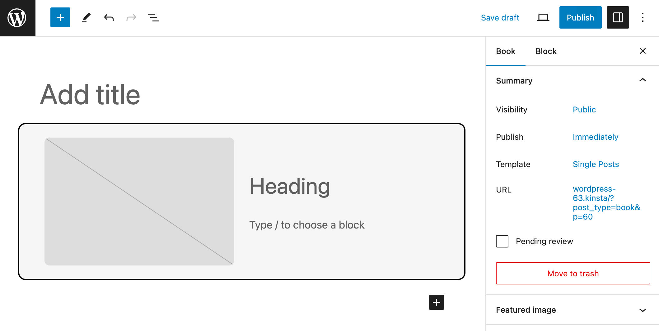 A block layout in the block editor