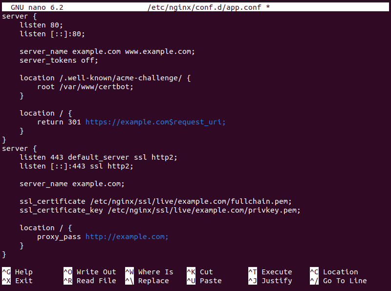Adding HTTPS to Nginx configuration file.