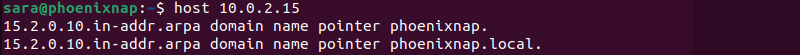 host IP Address terminal output