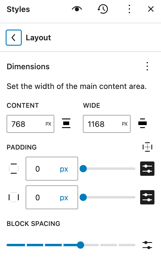Gutenberg-layout-style-settings-screenshot