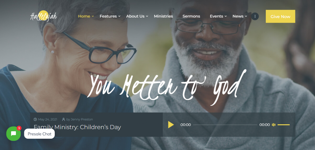 Hallelujah WordPress theme for churches