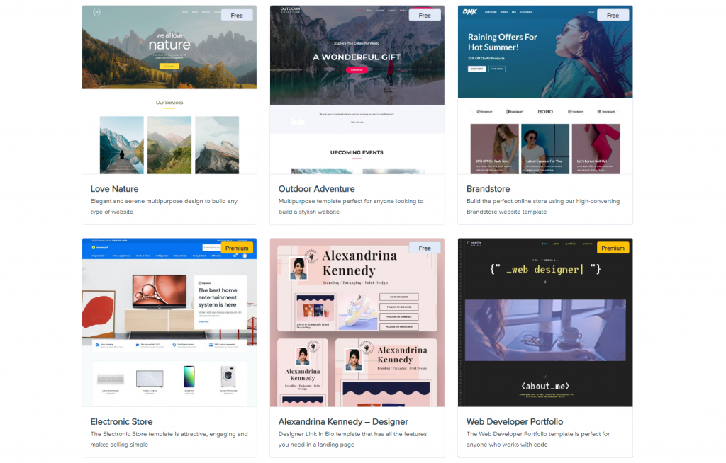 The Hello Elementor theme's templates selection
