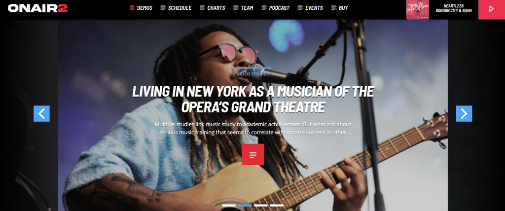 The demo page of Onair2