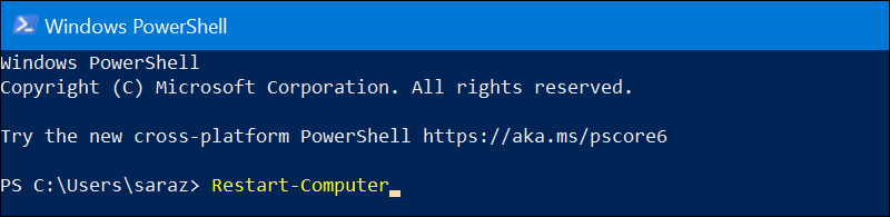 Restart-Computer PowerShell output