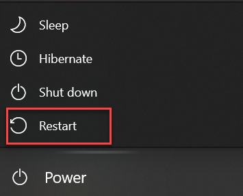 Click the Restart button