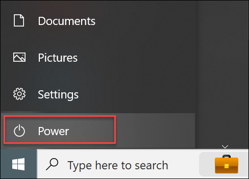 Select the Power button