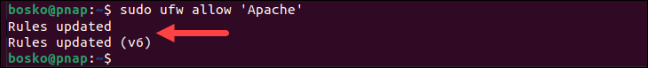 Allowing Apache connections through the firewall.